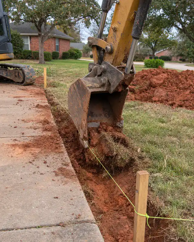 Excavating beside a driveway for a widening in Oklahoma City