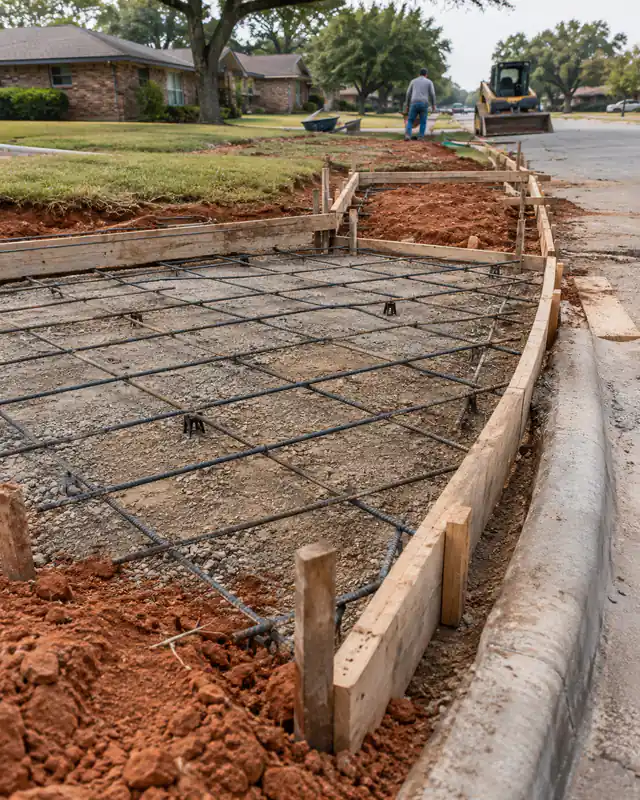 Apron formed and reinforced where it ties into the curb in Oklahoma City