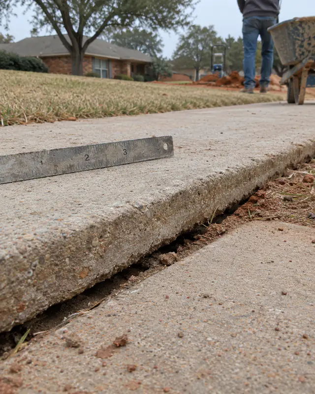 Lifted concrete lip creating a trip hazard at a joint in Oklahoma City
